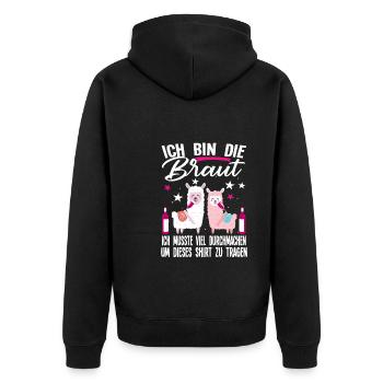 Braut Schaf Team Braut Geschenk - Unisex Premium Bio Zip Hoodie - Schwarz - Hinten - Nico (187cm)