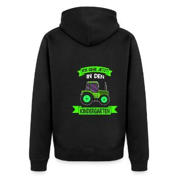 Kindergarten Traktor Kita-Start Geschenk - Unisex Premium Bio Zip Hoodie - Schwarz - Hinten - Nico (187cm)