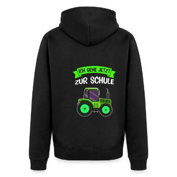Schulkind Traktor Einschulung Geschenk - Unisex Premium Bio Zip Hoodie - Schwarz - Hinten - Nico (187cm)