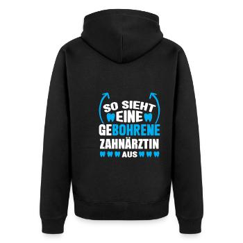Zahn Zahnarzt Bohren Zahn Geschenk - Unisex Premium Bio Zip Hoodie - Schwarz - Hinten - Nico (187cm)