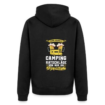 Campen camper Wanderung Geschenk - Unisex Premium Bio Zip Hoodie - Schwarz - Hinten - Nico (187cm)