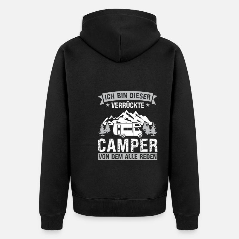 Campen camper Wanderung Geschenk - Unisex Premium Bio Zip Hoodie - Schwarz