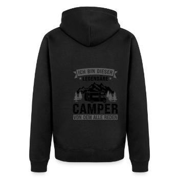 Campen camper Wanderung Geschenk - Unisex Premium Bio Zip Hoodie - Schwarz - Hinten - Nico (187cm)