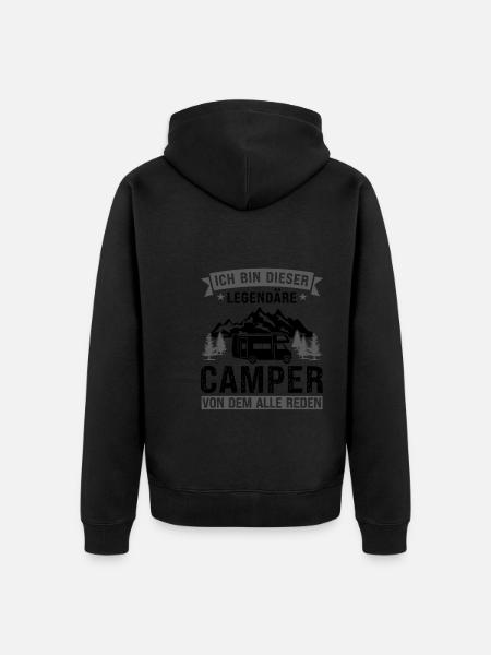 Campen camper Wanderung Geschenk - Unisex Premium Bio Zip Hoodie - Schwarz