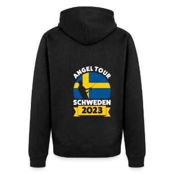 Schwedisch Angler Angeln Schweden Geschenk - Unisex Premium Bio Zip Hoodie - Schwarz - Hinten - Nico (187cm)