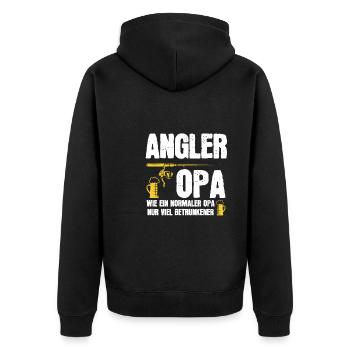 Angler Opa Angeln Fischen Geschenk - Unisex Premium Bio Zip Hoodie - Schwarz - Hinten - Nico (187cm)