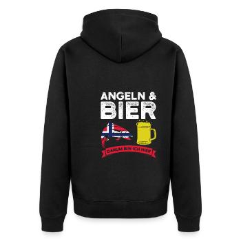 Angler Norwegisch Angeln Norwegen Norwegen Gesche - Unisex Premium Bio Zip Hoodie - Schwarz - Hinten - Nico (187cm)