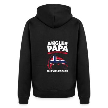 Angler Norwegisch Angeln Norwegen Geschenk - Unisex Premium Bio Zip Hoodie - Schwarz - Hinten - Nico (187cm)