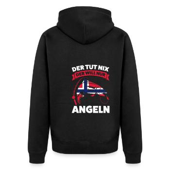 Angler Norwegisch Angeln Norwegen Geschenk - Unisex Premium Bio Zip Hoodie - Schwarz - Hinten - Nico (187cm)