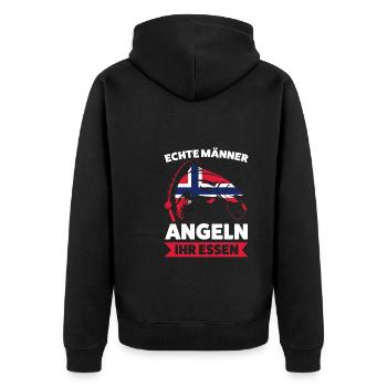 Schwedisch Angler Angeln Schweden Geschenk - Unisex Premium Bio Zip Hoodie - Schwarz - Hinten - Nico (187cm)