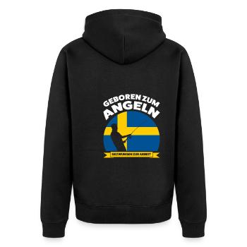 Schwedisch Angler Angeln Schweden Geschenk - Unisex Premium Bio Zip Hoodie - Schwarz - Hinten - Nico (187cm)