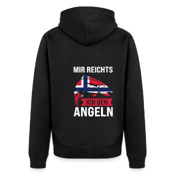 Angler Norwegisch Angeln Norwegen Geschenk - Unisex Premium Bio Zip Hoodie - Schwarz - Hinten - Nico (187cm)