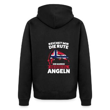 Angler Norwegisch Angeln Norwegen Geschenk - Unisex Premium Bio Zip Hoodie - Schwarz - Hinten - Nico (187cm)