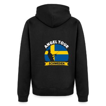 Schwedisch Angler Angeln Schweden Geschenk - Unisex Premium Bio Zip Hoodie - Schwarz - Hinten - Nico (187cm)