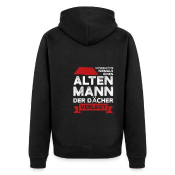 Dachdecker Beruf Dachdecken Geschenk - Unisex Premium Bio Zip Hoodie - Schwarz - Hinten - Nico (187cm)
