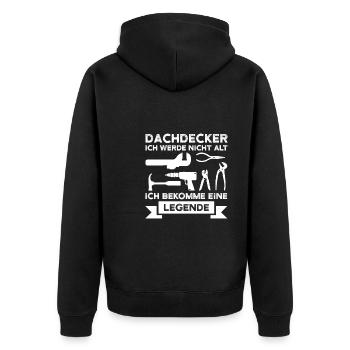 Dachdecker Beruf Dachdeckerei Geschenk - Unisex Premium Bio Zip Hoodie - Schwarz - Hinten - Nico (187cm)