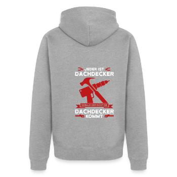 Dachdecker Beruf Dachdeckerei Geschenk - Unisex Premium Bio Zip Hoodie - Grau meliert - Hinten - Nico (187cm)