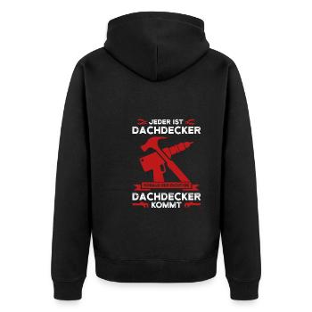 Dachdecker Beruf Dachdeckerei Geschenk - Unisex Premium Bio Zip Hoodie - Schwarz - Hinten - Nico (187cm)
