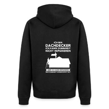 Dachdecker Beruf Dachdeckerei Geschenk - Unisex Premium Bio Zip Hoodie - Schwarz - Hinten - Nico (187cm)