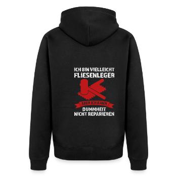 Fliesenleger Beruf Bodenleger Geschenk - Unisex Premium Bio Zip Hoodie - Schwarz - Hinten - Nico (187cm)