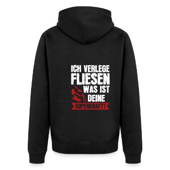 Fliesenleger Beruf Plattenleger Geschenk - Unisex Premium Bio Zip Hoodie - Schwarz - Hinten - Nico (187cm)