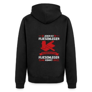 Fliesenleger Beruf Fliesenlegen Geschenk - Unisex Premium Bio Zip Hoodie - Schwarz - Hinten - Nico (187cm)