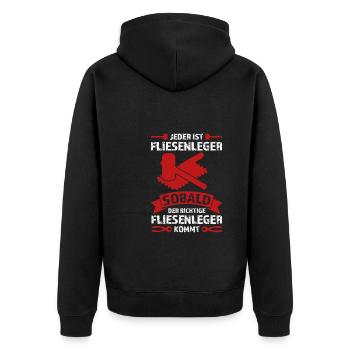 Fliesenleger Beruf Plattenleger Geschenk - Unisex Premium Bio Zip Hoodie - Schwarz - Hinten - Nico (187cm)