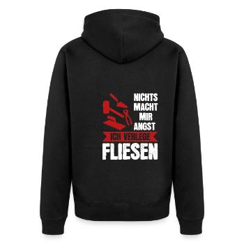 Fliesenleger Beruf Plattenleger Geschenk - Unisex Premium Bio Zip Hoodie - Schwarz - Hinten - Nico (187cm)
