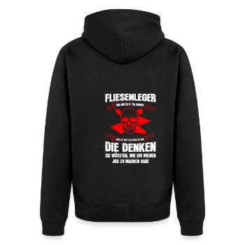 Fliesenleger Beruf Fliesenlegen Geschenk - Unisex Premium Bio Zip Hoodie - Schwarz - Hinten - Nico (187cm)