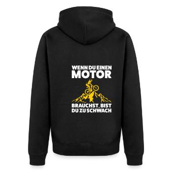Fahrrad Biker Fahrräder Geschenk - Unisex Premium Bio Zip Hoodie - Schwarz - Hinten - Nico (187cm)