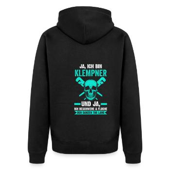 Klempner Beruf Installateur Geschenk - Unisex Premium Bio Zip Hoodie - Schwarz - Hinten - Nico (187cm)