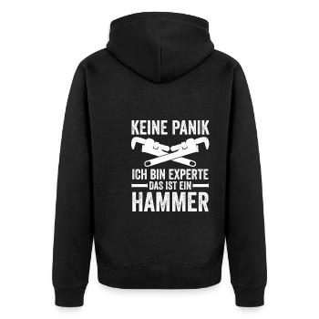 Klempner Beruf Installateur Geschenk - Unisex Premium Bio Zip Hoodie - Schwarz - Hinten - Nico (187cm)