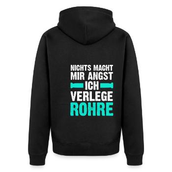 Klempner Beruf Installateur Geschenk - Unisex Premium Bio Zip Hoodie - Schwarz - Hinten - Nico (187cm)