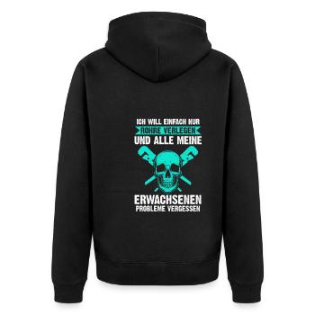 Klempner Beruf Installateur Geschenk - Unisex Premium Bio Zip Hoodie - Schwarz - Hinten - Nico (187cm)