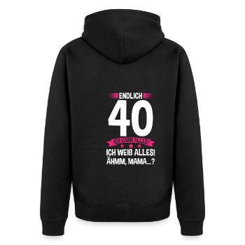 40. Geburtstag 40 Jahre Geburtstags Geschenk - Unisex Premium Bio Zip Hoodie - Schwarz - Hinten - Nico (187cm)