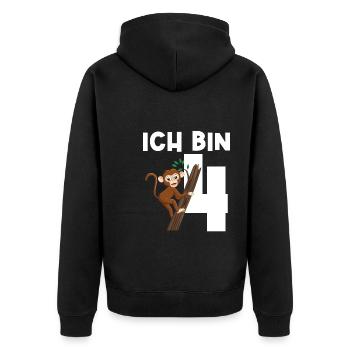 4.Geburtstag Affe Geburtstagsparty Geschenk - Unisex Premium Bio Zip Hoodie - Schwarz - Hinten - Nico (187cm)