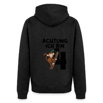 4.Geburtstag Affe 4 Jahre alt Geschenk - Unisex Premium Bio Zip Hoodie - Schwarz - Hinten - Nico (187cm)