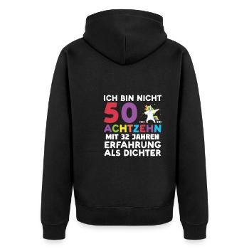 50. Geburtstag Einhorn 50 Jahre Geschenk - Unisex Premium Bio Zip Hoodie - Schwarz - Hinten - Nico (187cm)