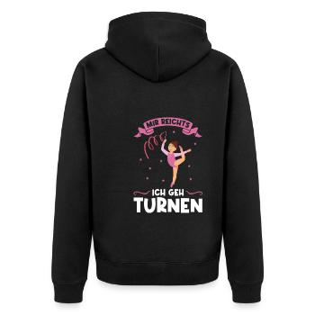 Turnen Mädchen Turnerin Geschenk - Unisex Premium Bio Zip Hoodie - Schwarz - Hinten - Nico (187cm)