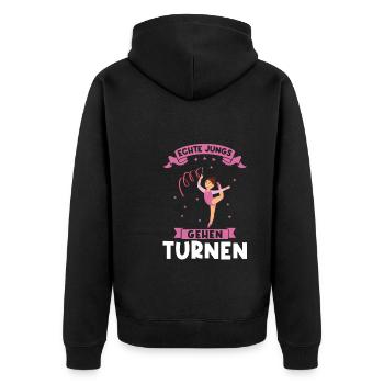 Turnen Mädchen Turnerin Geschenk - Unisex Premium Bio Zip Hoodie - Schwarz - Hinten - Nico (187cm)