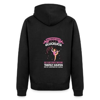 Turnen Mädchen Turnerin Geschenk - Unisex Premium Bio Zip Hoodie - Schwarz - Hinten - Nico (187cm)