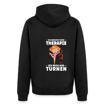 Turnen Mädchen Turnerin Geschenk - Unisex Premium Bio Zip Hoodie - Schwarz - Hinten - Nico (187cm)