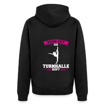 Turnen Mädchen Turnerinnen Geschenk - Unisex Premium Bio Zip Hoodie - Schwarz - Hinten - Nico (187cm)