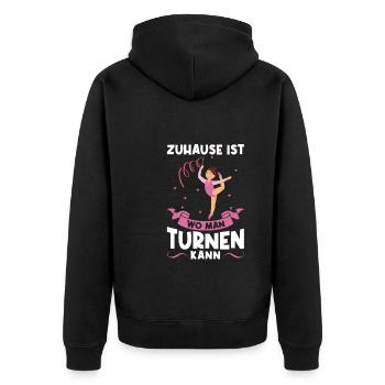 Turnen Mädchen Turnerin Geschenk - Unisex Premium Bio Zip Hoodie - Schwarz - Hinten - Nico (187cm)