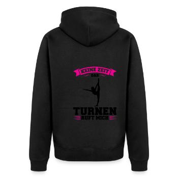 Turnen Mädchen Gymnastik Geschenk - Unisex Premium Bio Zip Hoodie - Schwarz - Hinten - Nico (187cm)