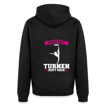 Turnen Mädchen Turnerin Geschenk - Unisex Premium Bio Zip Hoodie - Schwarz - Hinten - Nico (187cm)