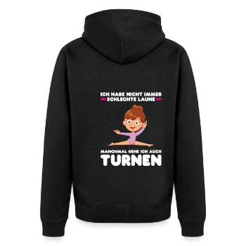 Turnen Mädchen Gymnastik Geschenk - Unisex Premium Bio Zip Hoodie - Schwarz - Hinten - Nico (187cm)