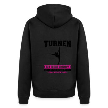 Turnen Mädchen Bodenturnen Geschenk - Unisex Premium Bio Zip Hoodie - Schwarz - Hinten - Nico (187cm)