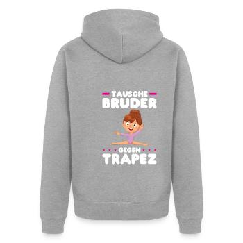 Turnen Mädchen Bodenturnen Geschenk - Unisex Premium Bio Zip Hoodie - Grau meliert - Hinten - Nico (187cm)