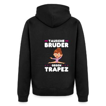 Turnen Mädchen Bodenturnen Geschenk - Unisex Premium Bio Zip Hoodie - Schwarz - Hinten - Nico (187cm)